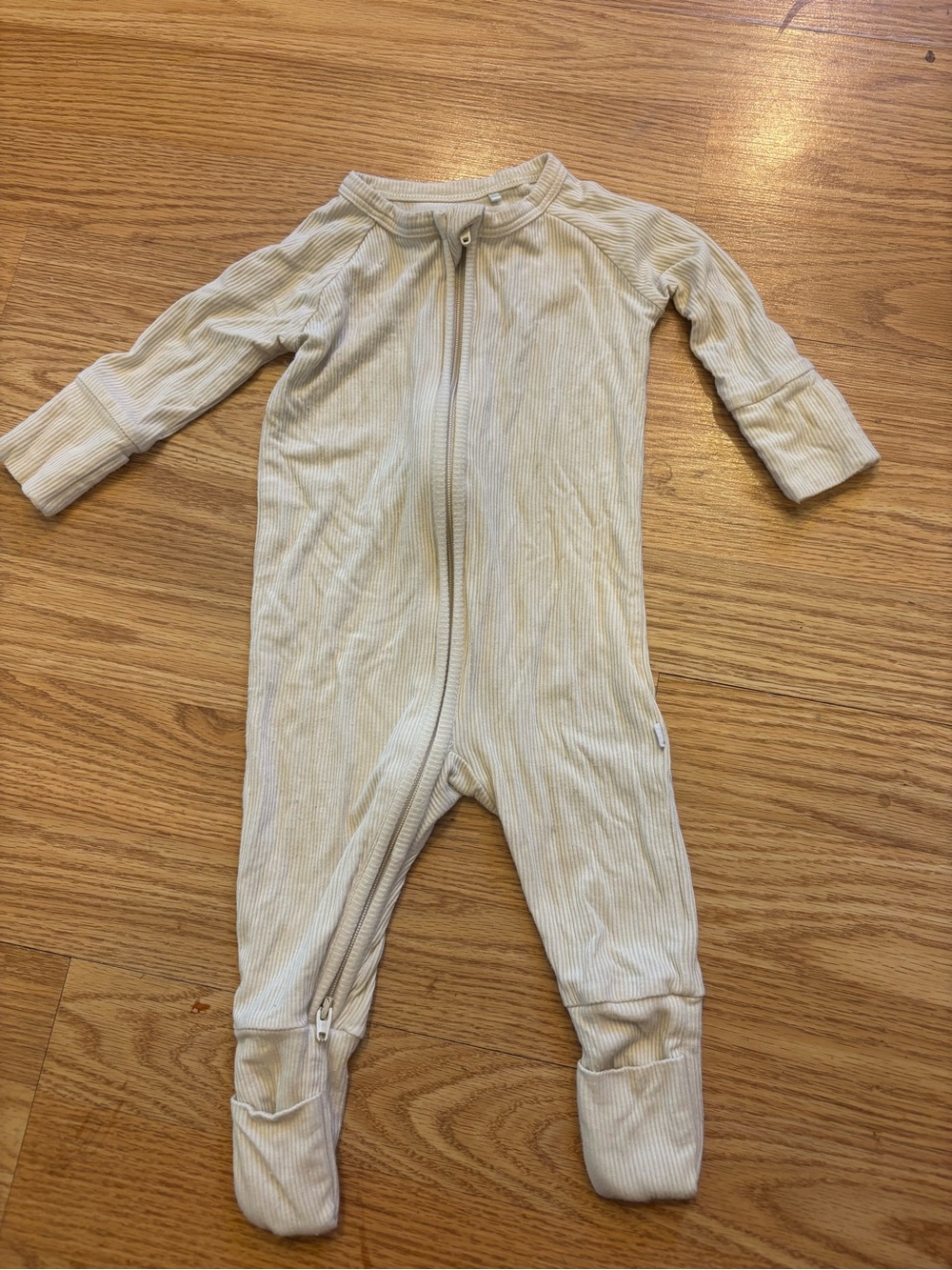 Brave little ones bamboo Ribbed Footed One-Piece Zipper Romper - Cream